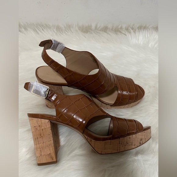 LAUREN Ralph Lauren Feona Crocodile-Embossed Leather Sandal Sz 11 - Picture 7 of 16